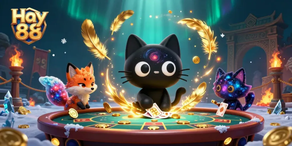 Experience exciting gameplay with the Hay 88 cosmic casino adventure filled with golden chips and enchanting characters.