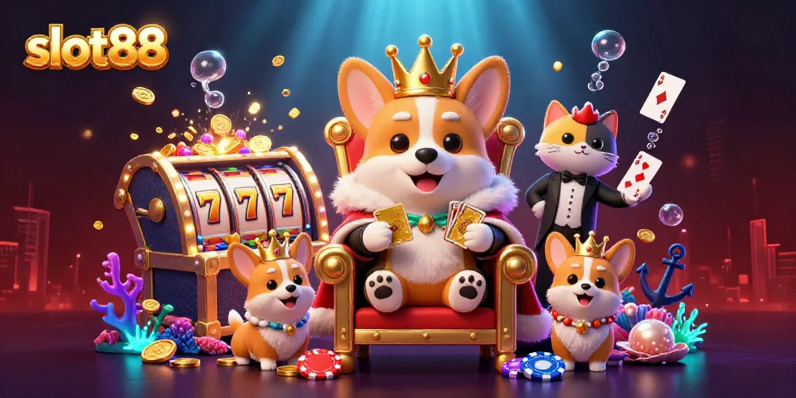 Experience the excitement of slot88 with a royal corgi and a gaming adventure.