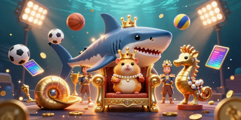 Experience thrilling moments at mu88 with a vibrant underwater casino scene, showcasing a golden hamster king and engaging sports elements.